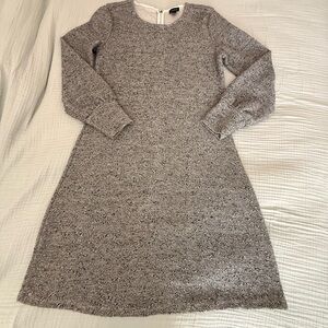 Ann Taylor Textured Gray Long Sleeve A-Line Dress